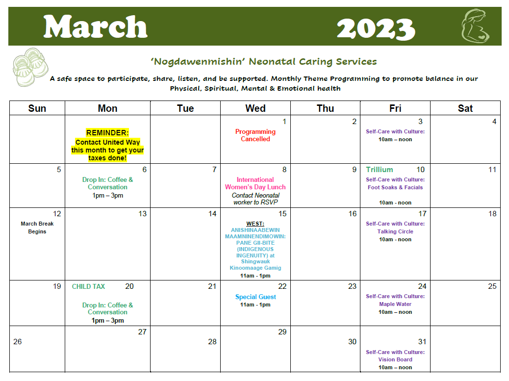 Neonatal March Calendar 2023